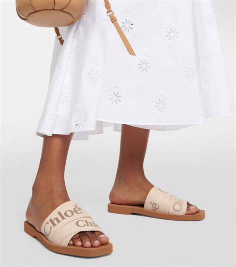 chloe woody canvas slides.